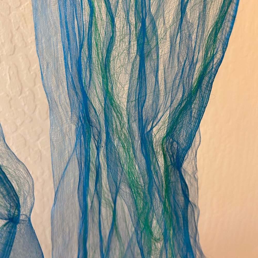 Vibrant Blue & Green Silk Wrap Scarf - Picture 9 of 10